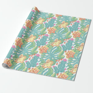Kakteen und Pflanze. Geschenkpapier