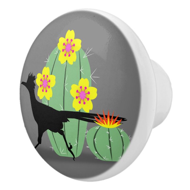 Kakteen und Roadrunners Keramikknauf (Rechts)