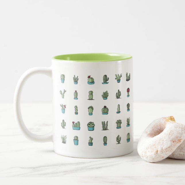 Kakteen und Succulents-Tasse Zweifarbige Tasse (Mit Donut)