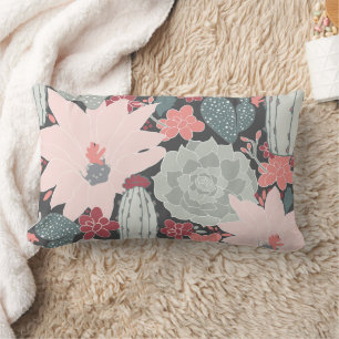 Kakteen und sukkulente Pflanze in rosa-grünem Must Lendenkissen