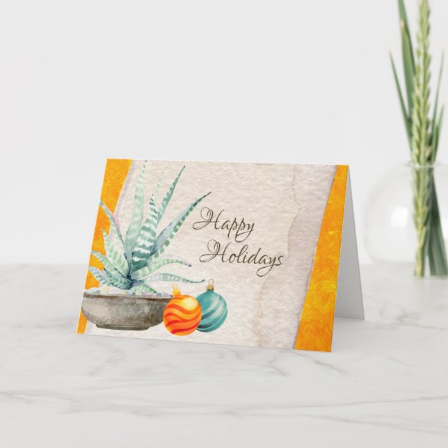 Kakteen und Weihnachtsschmuck Südwesten Feiertagskarte (Vorderseite)