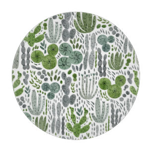 Kakteen Watercolor Hand Painted Pattern Schneidebrett