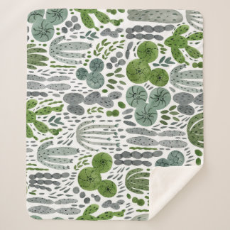 Kakteen Watercolor Hand Painted Pattern Sherpadecke