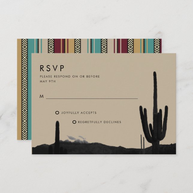 Kakteen Wedding RSVP Karte (Vorne/Hinten)