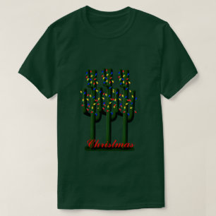 Kakteen Weihnachtsbäume mit leuchtenden Lichtern T-Shirt