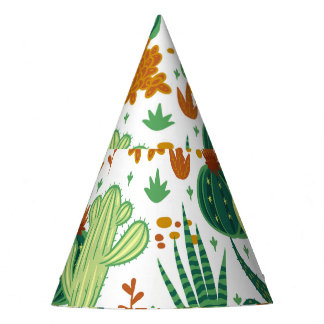 Kakti Weißer Hintergrund: Vintage Grafik. Partyhütchen