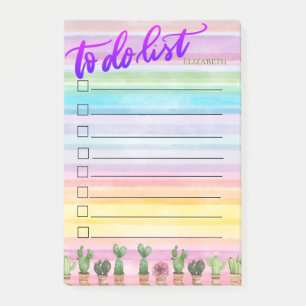 Kaktus Aquarell Farbige Streifen To-Do-Liste  Post-it Klebezettel