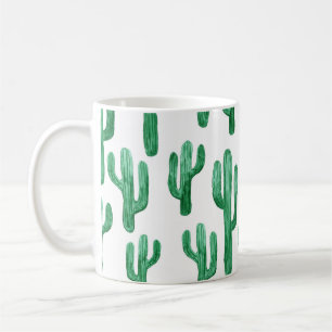 Kaktus-Aquarell: handgezeichnete Illustration Kaffeetasse
