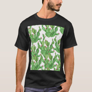 Kaktus Aquarell: Nahtloses Muster Hintergrund T-Shirt