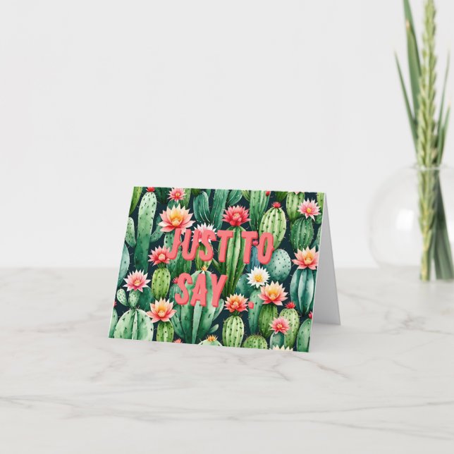 Kaktus Aquarellfarbe Faltt Dankeschön Karte (Vorderseite)