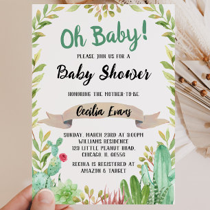 Kaktus-Baby-Party Einladung