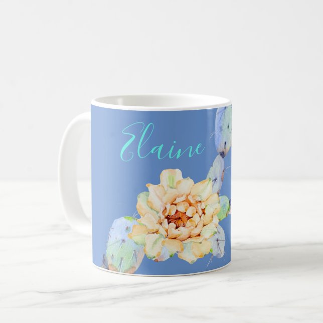 Kaktus blühen Wüste Blume Aquarell lila Kaffeetasse (Vorderseite Links)