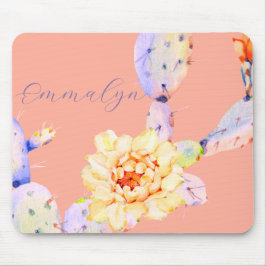 Kaktus blühen Wüste Blume Aquarellpfirsich lila Mousepad
