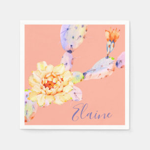 Kaktus blühen Wüste Blume Aquarellpfirsich lila Serviette