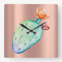 Kaktus-Blumen-Rosen-Goldkupfer errötet Watercolor