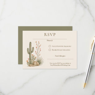 Kaktus Blumen Wüstenblumen Hochzeit RSVP Karte
