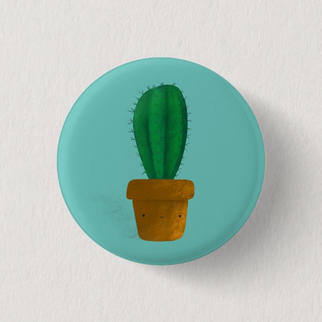 Kaktus Button Pin Badge Hand Drawn (Vorderseite)