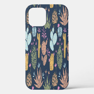 Kaktus Charme: Farbige Vintage-Blumen iPhone 12 Hülle