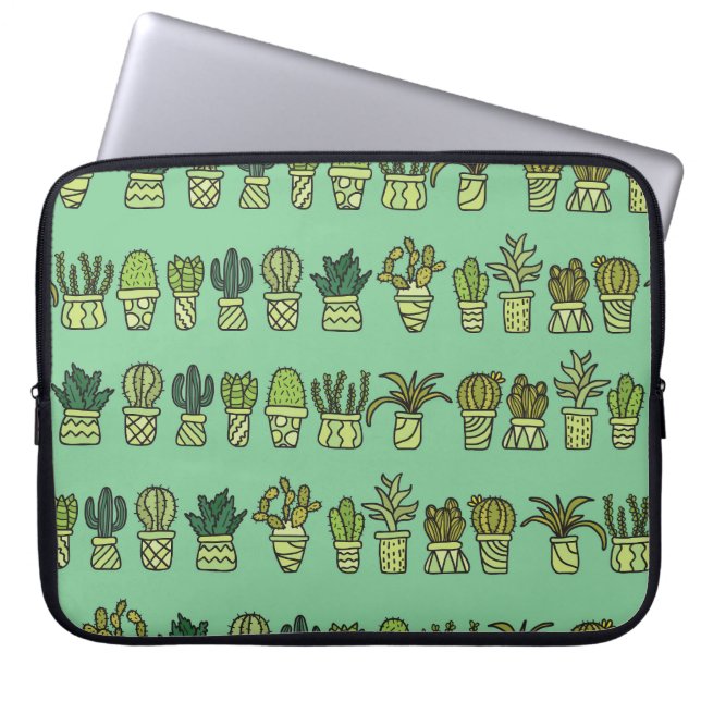 Kaktus Collection: HandGezeichnet Doodle-Set. Laptopschutzhülle (Vorderseite)