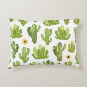 Kaktus der grünen Wüste: Aquarell Nahtlos Dekokissen