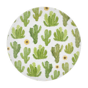 Kaktus der grünen Wüste: Aquarell Nahtlos Schneidebrett