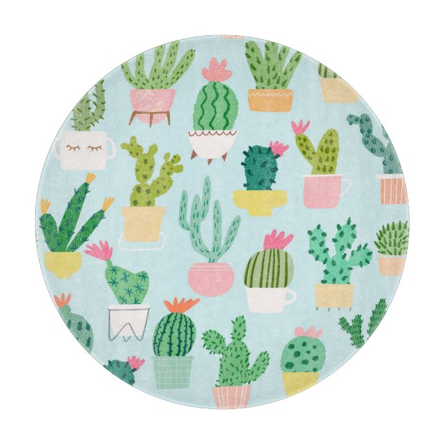 Kaktus Diversity, Vintager nahtloser Hintergrund. Schneidebrett (Vorderseite)