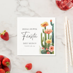 Kaktus-Fiesta-Blumen-Brautjunggesellinnenabschied Serviette