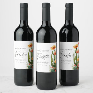 Kaktus Fiesta Florale Hochzeitsdusche Weinetikett