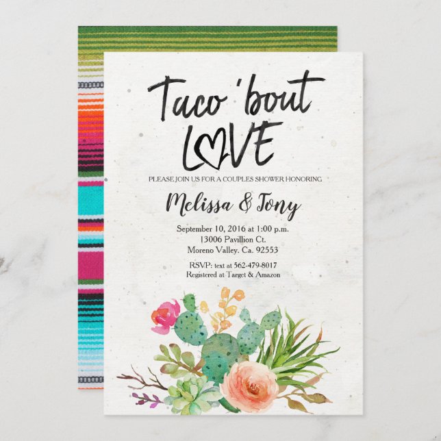 Kaktus-Fiesta-Paar-Duschen-Einladung Einladung (Vorne/Hinten)