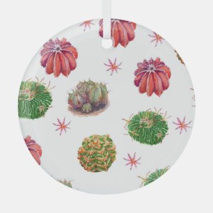 Kaktus Floral: Wasserfarben Hintergrund Ornament Aus Glas