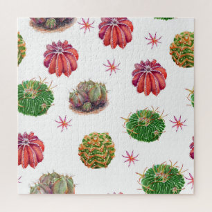 Kaktus Floral: Wasserfarben Hintergrund Puzzle