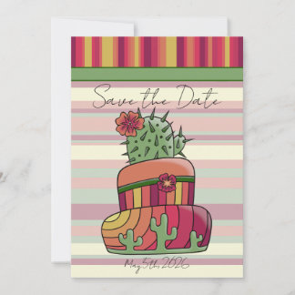 Kaktus-Hochzeitstorte "Save the Date" Einladung