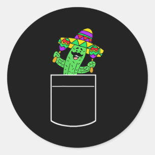 Kaktus in der Tasche Cinco De Mayo Süße Zeichentri Runder Aufkleber