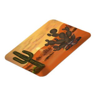 Kaktus in der Wüste, warme Herbstfarben. Magnet
