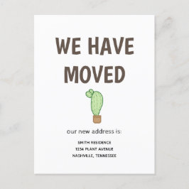 Kaktus in einem Pot, den wir bewegt haben Ankündigungspostkarte