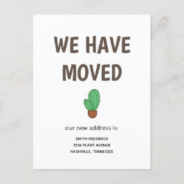 Kaktus in einem Pot, den wir bewegt haben Ankündigungspostkarte