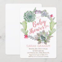 Kaktus Kakteen Wreath Baby Shower Einladung