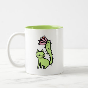Kaktus-Katzen-Pflanzen-Tasse Zweifarbige Tasse
