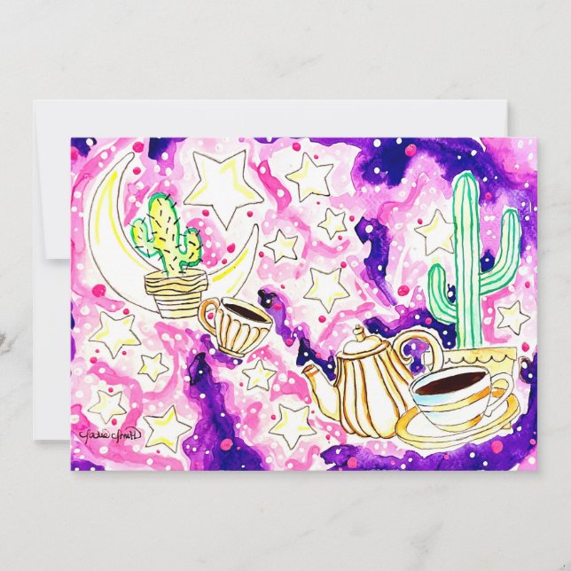 Kaktus Kunst Einladung (Vorderseite)