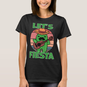 Kaktus Lass uns Fiesta Gitarre Sombrero Schnurrbar T-Shirt