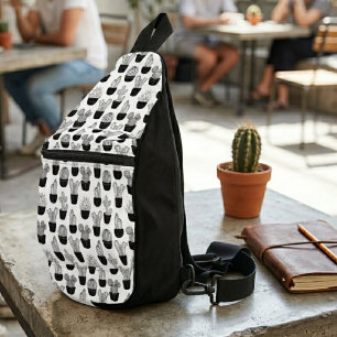 Kaktus-Linienkunst-Muster Crossbody Bag