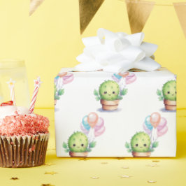 Kaktus mit Birthday Balloon Bouquet Geschenkpapier