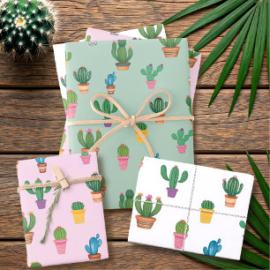 Kaktus Muster Pflanze Mama Wrapping Paper Sheets Geschenkpapier Set