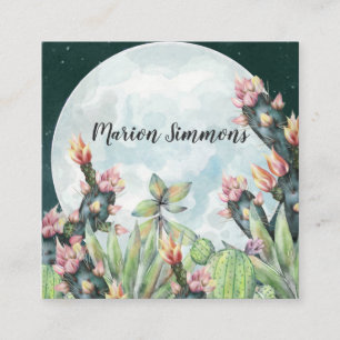 Kaktus-Nachtwüste spielt   sozial-Medien die Quadratische Visitenkarte