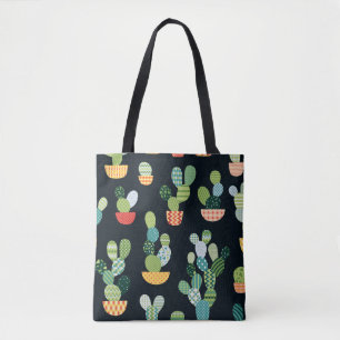 Kaktus nahtloses Muster im Patchwork-Stil mit Pl