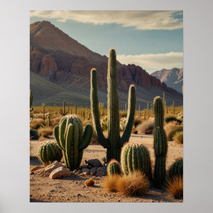 Kaktus Panorama Wüstenlandschaft Poster