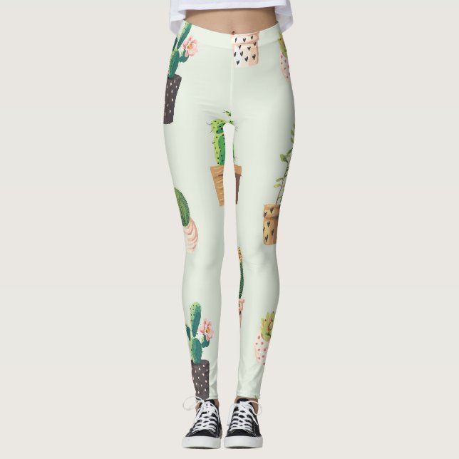 Kaktus-Pflanze Leggings (Vorderseite)