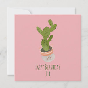 Kaktus Pflanze Rainbow Basket Hand Drawn Geburtsta Karte