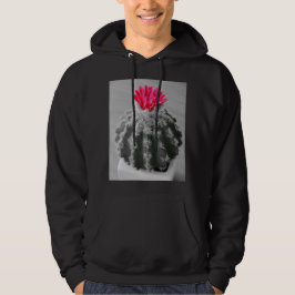 Kaktus Pflanze Schwarz-weißes Foto mit rosa Blume Hoodie