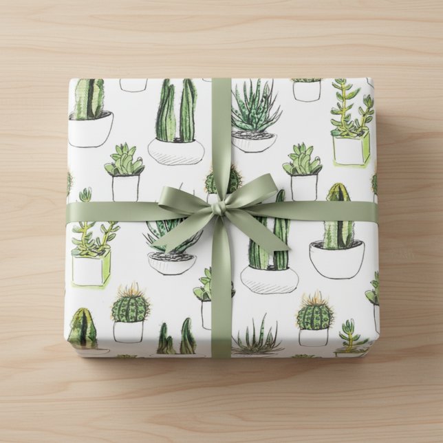 Kaktus Pflanze Umschlagpapier: ästhetische Geschen Geschenkpapier Set (Cactus Plant Vibe Wrapping Paper Sheets)